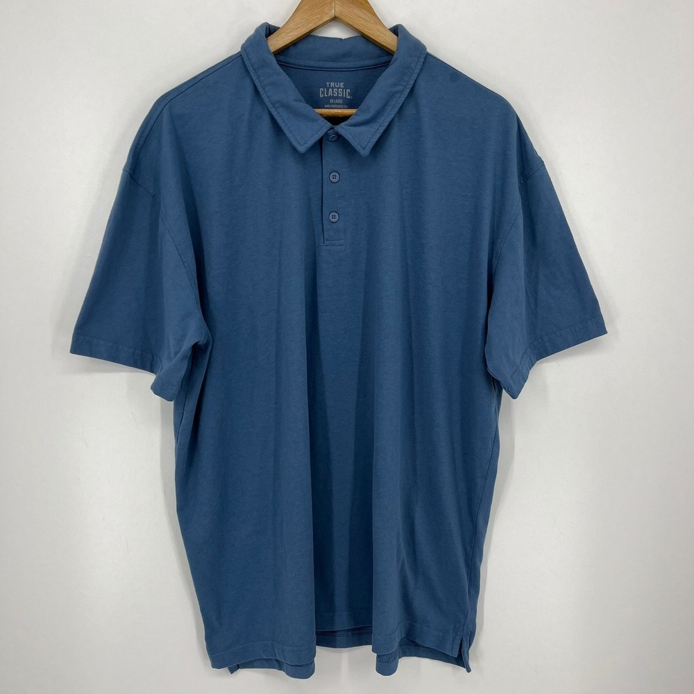 True Classic Mens Blue Short Sleeve Cotton Blend Polo Shirt Size XXL